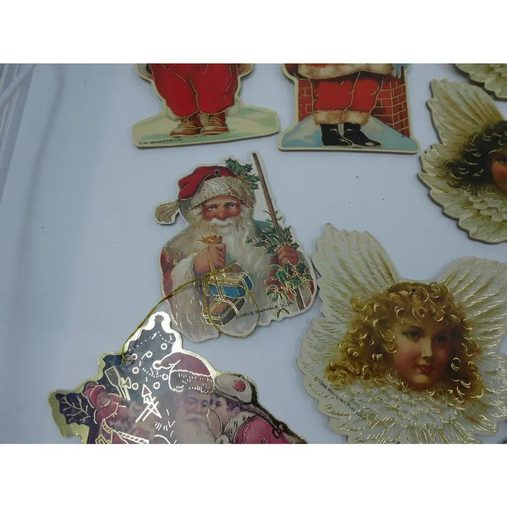 VTG Christmas Merrimack Die Cut Ornaments Victorian Style Lot of 14 Angel Santa